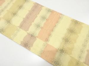 変わり織　横段に華紋織り出し　全通袋帯